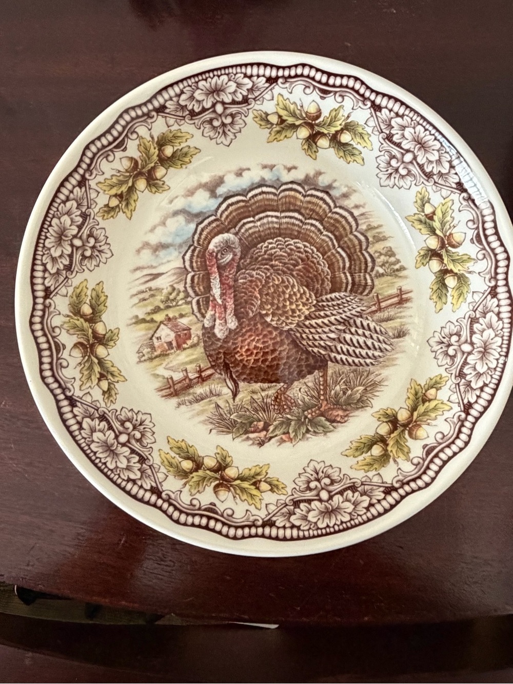 Classic Ceramic Turkey Serving Plate in Brown and Cream
